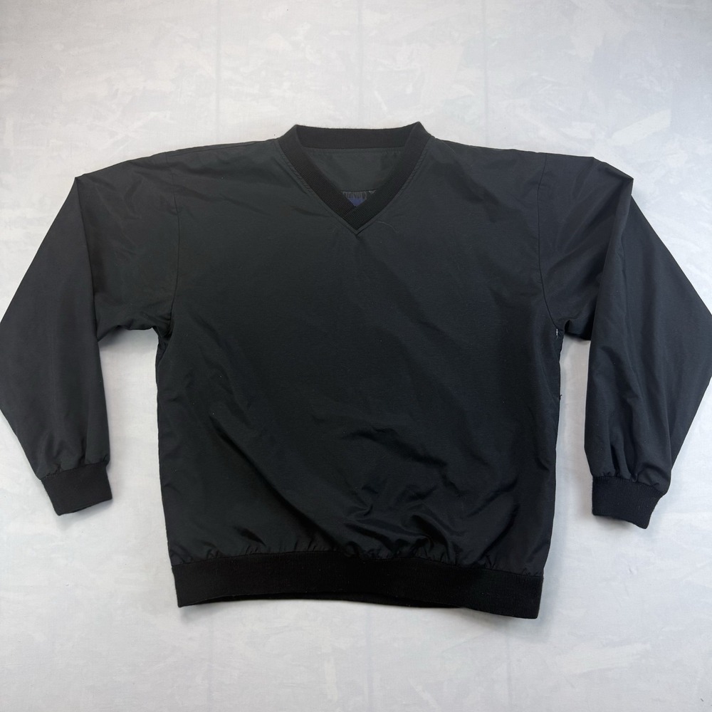Vintage Raindance Windbreaker Pullover Black V Neck Jacket Size L